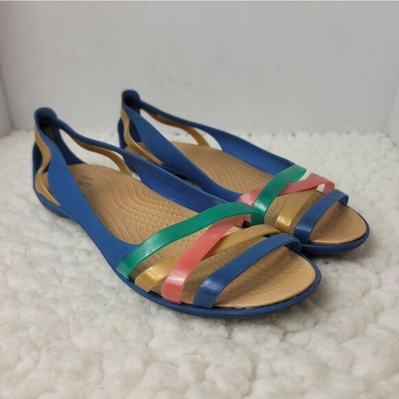 Crocs Isabella Huarache Iconic Womens Sandals Size 9 Jelly Rainbow Colorful - Picture 1 of 9